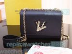 New Fashionable Replica L---V Twist Denim Black Leather Ladies Chain Shoulder Bag